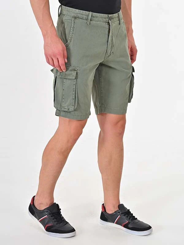 Indian Terrain Men's Regular Fit Solid Green Shorts